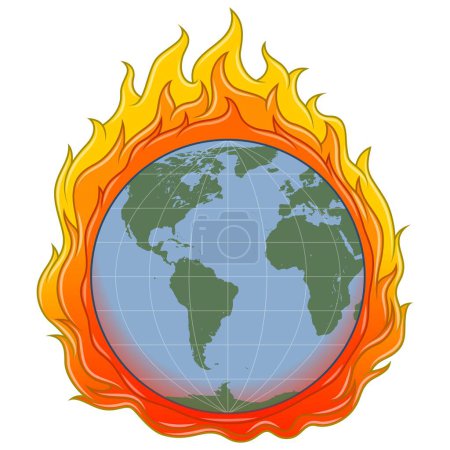 Diseño vectorial del mundo bajo los efectos del calentamiento global