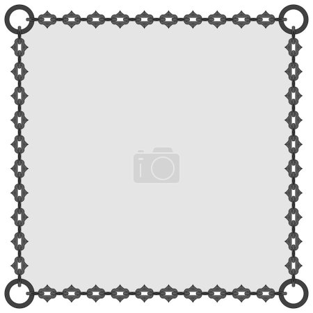Diseño vectorial de marco de fotos con cadenas de corte, cadena de estilo mazmorra de forma cuadrada
