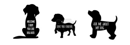 Illustration for Set Dog Svg Vector File - head isolated on white. Hand drawn inspirational quotes about dogs. Lettering for poster, t-shirt, card, invitation, sticker, Modern brush calligraphy, Isolated on white background, paw print, Pet s - Royalty Free Image