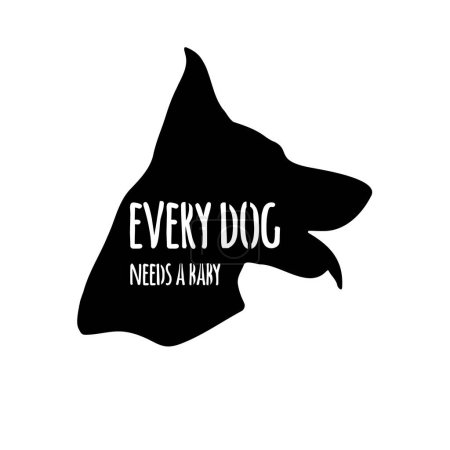 Illustration for Dog Svg Vector File - head isolated on white. Hand drawn inspirational quotes about dogs. Lettering for poster, t-shirt, card, invitation, sticker, Modern brush calligraphy, Isolated on white background, paw print, Pet s - Royalty Free Image