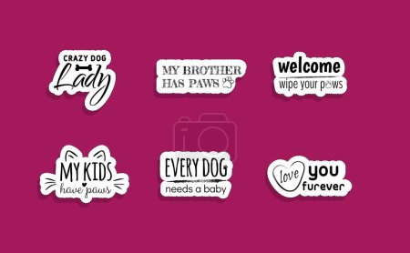 Illustration for Dog Svg Vector File - head isolated on white. Hand drawn inspirational quotes about dogs. Sticker lettering about animals - Royalty Free Image