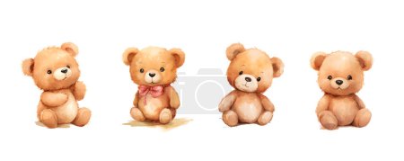 Illustration for Watercolor Illustration set cute teddy bear. Vector - Royalty Free Image
