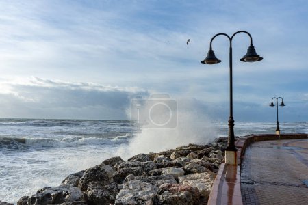 Photo for Sea storm in Torremolinos, Malaga, Spain - Royalty Free Image