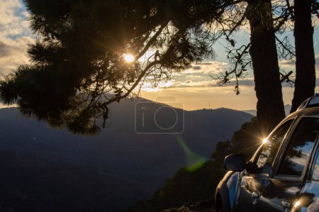 Photo for Sunset on National park of Sierra de las Nievas, Andalusia, Spain - Royalty Free Image