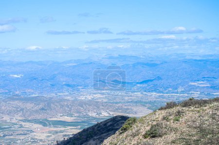 Panoramic view on Mediterranean sea and surrounding cities from Mijas peak, Andalusia, Malaga, Spain
