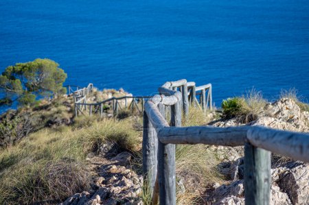 Fence in front of Torre Vigia De Cerro Gordo, a watchtower looking out for any marauding pirates. La Herradura, Andulasia, Southern Spain