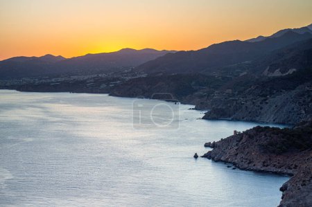 Sunset over Mediterranean coast. La Herradura, Andulasia, Southern Spain