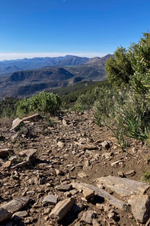 Photo for Panoramic view on hiking trail to Maroma peak, Sierra Tejeda, Spain - Royalty Free Image