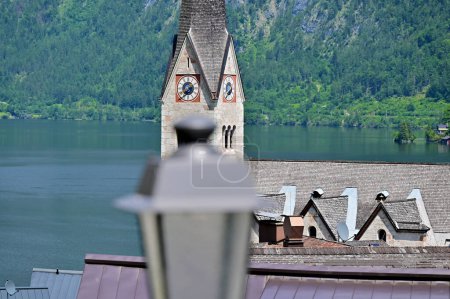 Photo for An impression of the famous town of Hallstatt on Lake Hallstatt - in the picture the Protestant parish church - Royalty Free Image