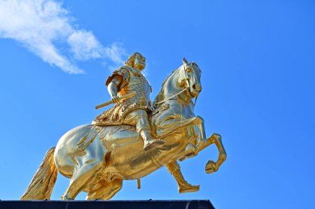 Photo for Golden Rider in Dresden - Gold leaf covered statue of King August II as Roman Caesar on horseback, Dresden in the Free State of Saxony, Germany - Royalty Free Image
