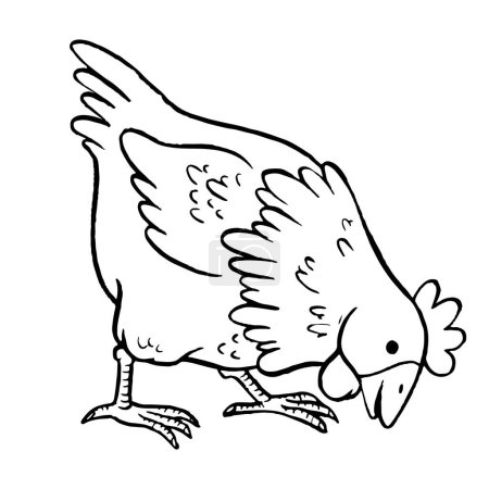 Ilustración de Libro para colorear para niños, Lindo pollo de dibujos animados - Imagen libre de derechos