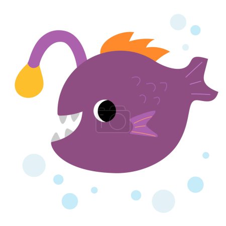 Ilustración de Dibujos animados vector ilustración para niños, animales marinos lindo Monkfish - Imagen libre de derechos