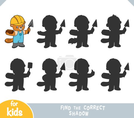 Ilustración de Find the correct shadow, education game for children, Beaver builder - Imagen libre de derechos