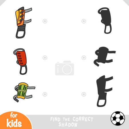 Ilustración de Encontrar la sombra correcta, juego de educación para los niños, juego de fútbol Shin Guardias - Imagen libre de derechos
