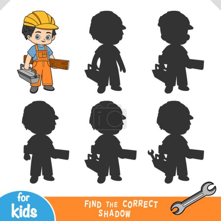 Ilustración de Encuentra la sombra correcta, juego de educación para niños, Constructor con tablón de madera y caja de herramientas - Imagen libre de derechos