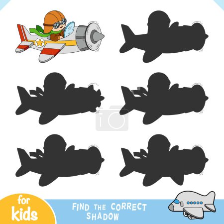 Finden Sie den richtigen Schatten, Lernspiel für Kinder, Pilot und Flugzeug