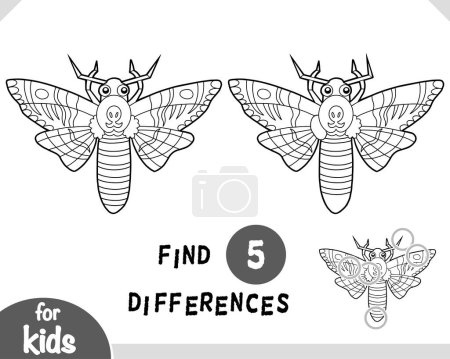 Netter Cartoon Deaths Kopf Falkner Insekt, Unterschiede finden Lernspiel für Kinder