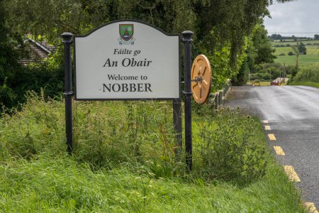 Photo for Nobber, County Meath, Ireland, 26th June 2023. Village sign of Nobber at the roadside - Royalty Free Image