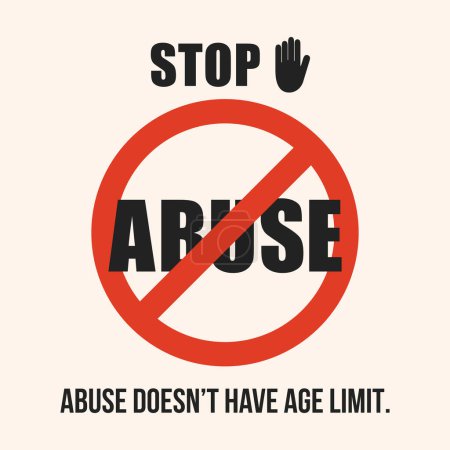 Illustration for Black Stop Abuse sign with hand icon poster on creamy background - Royalty Free Image