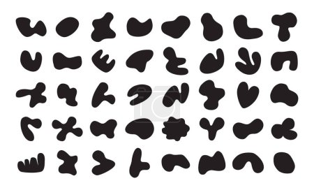 Illustration for Black silhouette abstract irregular odd and random blobs curvy stone shapes design elements icons set on white background - Royalty Free Image