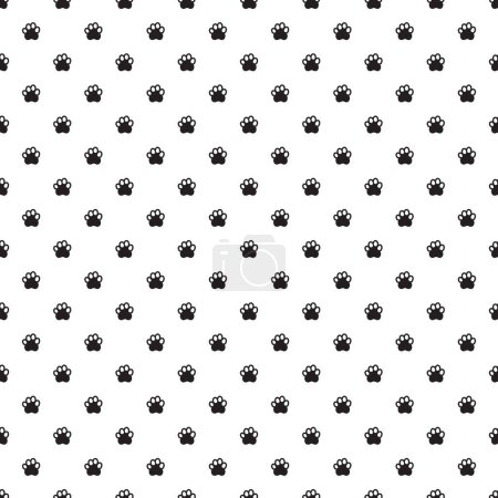 Téléchargez les illustrations : Mignonne silhouette noire patte de chien unique chat patte motif icône empreinte sur fond blanc - en licence libre de droit