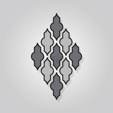 Illustration for Geometrical tiles emblems set wall art decoration icons on gray gradient background - Royalty Free Image