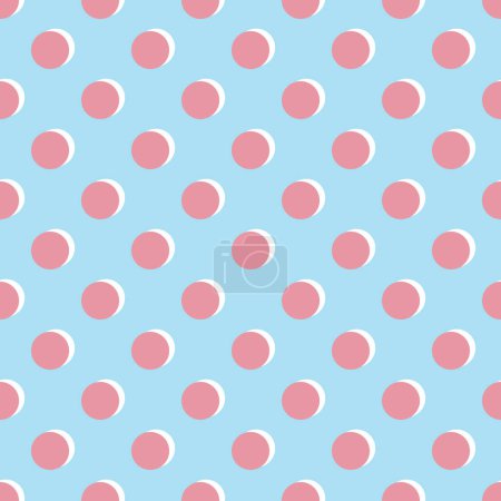 Illustration for Modern and trendy retro red circles with white shadows on blue background design element pattern - Royalty Free Image