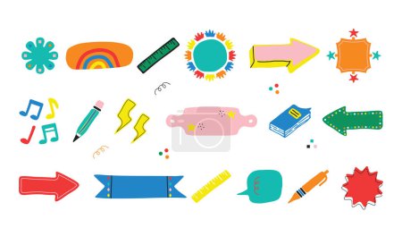 Illustration for Colorful cute random shapes silhouette flat emblems and design elements set on white background - Royalty Free Image