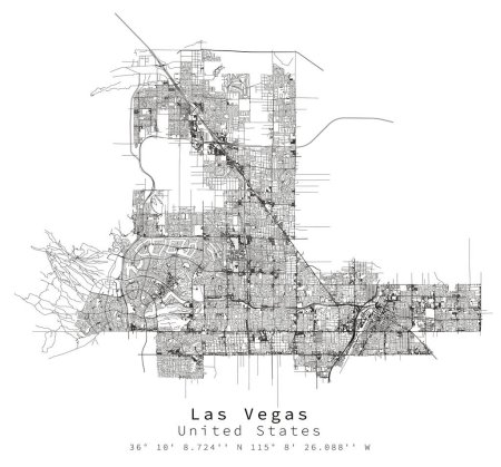 Las Vegas ,United States Urban detail Streets Roads Map  ,vector element image for marketing ,digital product ,wall art and poster prints.
