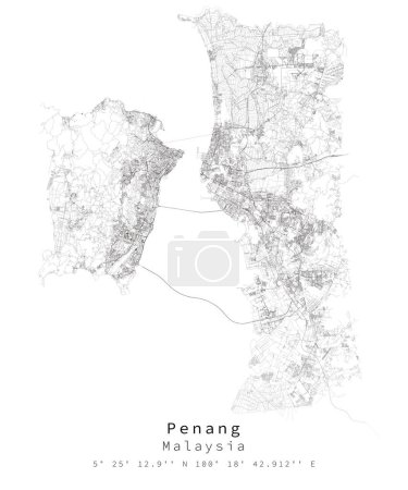 Illustration for Penang,Malaysia,Urban detail Streets Roads Map,vector element template image for marketing ,product ,wall art and poster prints. - Royalty Free Image