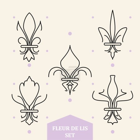 Ilustración de Conjunto de símbolos abstractos de flores lys iconos Ilustración vectorial - Imagen libre de derechos