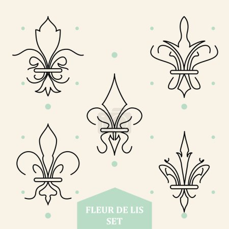 Ilustración de Conjunto de símbolos abstractos de flores lys iconos Ilustración vectorial - Imagen libre de derechos