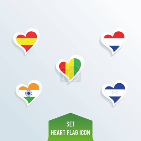 Ilustración de Set de diferentes banderas en forma de corazón Ilustración vectorial - Imagen libre de derechos
