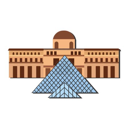 Illustration for Isolated colored louvre museum landmark icon Vector illustration - Royalty Free Image