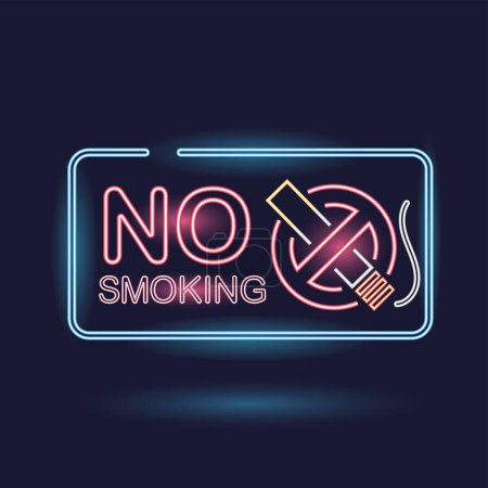 Ilustración de Color retro no fumar zona neón anuncio Vector ilustración - Imagen libre de derechos