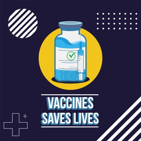 Téléchargez les illustrations : Vaccins sauve des vies Flacon et seringue isolés Illustration vectorielle - en licence libre de droit