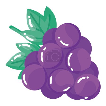 Téléchargez les illustrations : Icône de raisin isolé Alimentation saine Illustration vectorielle - en licence libre de droit