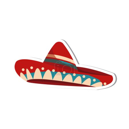 Photo for Isolated traditional mexican sombrero sticker Vector illustration - Royalty Free Image