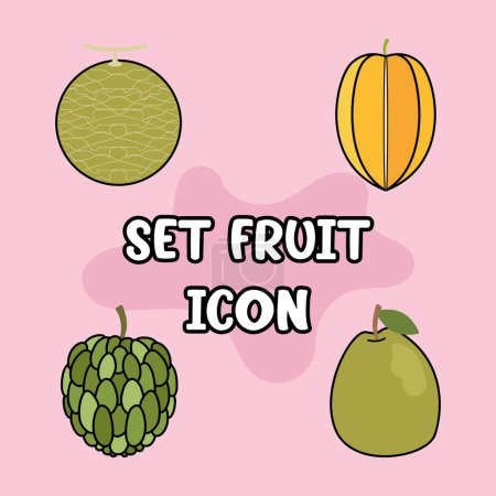 Set of fruit icons Vector illustration
