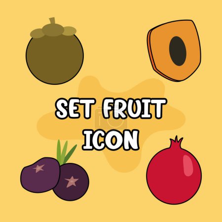 Conjunto de iconos de frutas Ilustración vectorial
