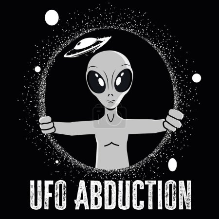 Sticker Sci fi ufo alien Illustration vectorielle