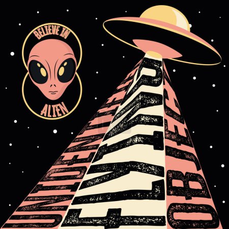 Sticker Sci fi ufo alien Illustration vectorielle