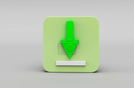 3d illustration rendering minimal download or upload icon on white background.