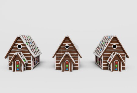 Photo for Christmas house icon 3d illustration on white background. - Royalty Free Image