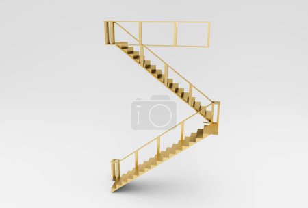 Photo for Stair 3d illustration minimal rendering on white background. - Royalty Free Image