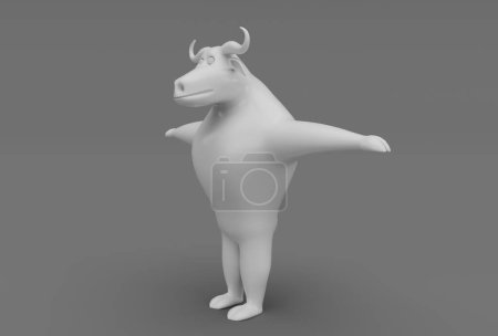 Photo for Buffalo cartoon character, minimal 3d rendering on white background - Royalty Free Image