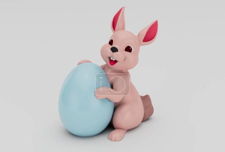 Photo for Easter bunny rabbit minimal 3d rendering on white background - Royalty Free Image