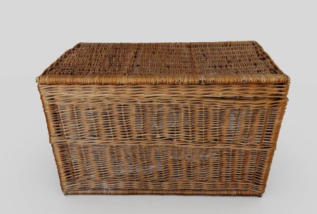 Photo for Bamboo Basket Wicker with cloth minimal 3d rendering on white background - Royalty Free Image
