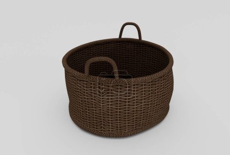Photo for Bamboo Basket Wicker with cloth minimal 3d rendering on white background - Royalty Free Image
