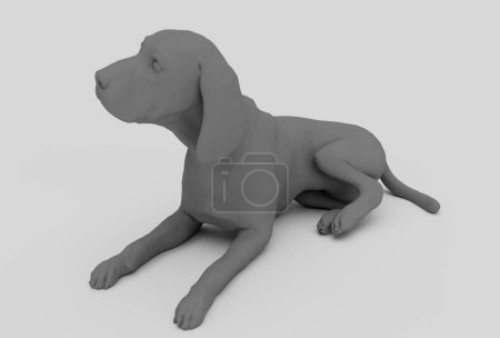 Photo for Cute dog minimal 3d illustration on white background. - Royalty Free Image